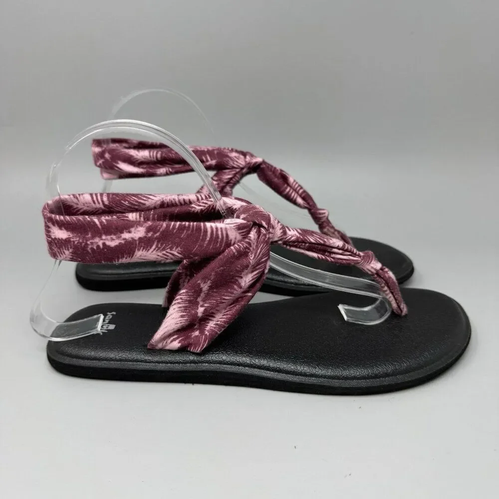 Sanuk Shoes Womens 8 Yoga Sling Ella Prints Slingback Flip Flops 1017884 Pink